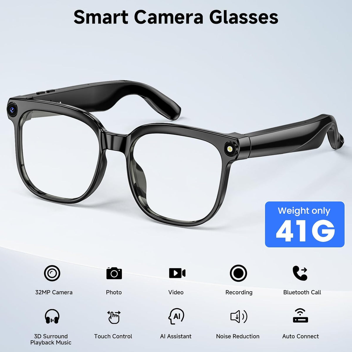 Aura Lens (Gen 1) Smart AI Glasses 12MP Camera, Video Recording, Open-Ear Audio