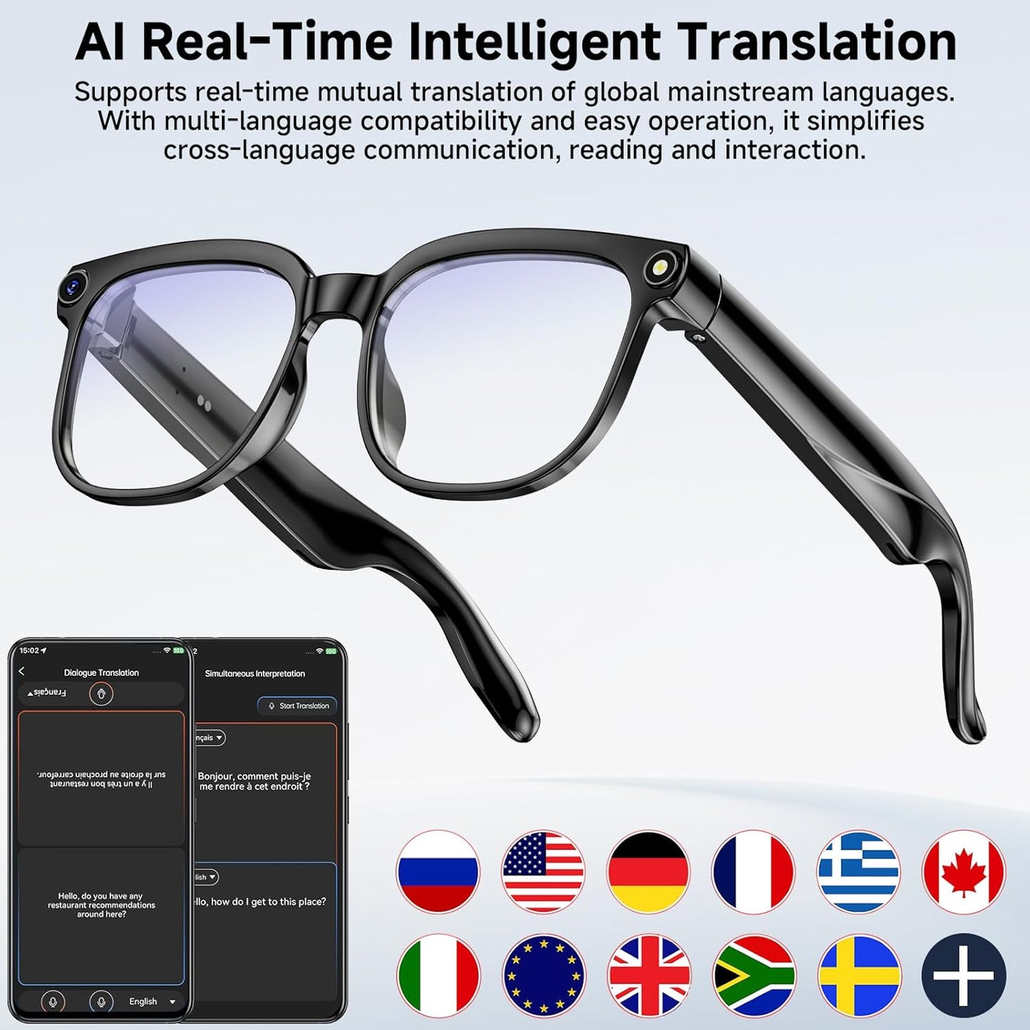 Aura Lens (Gen 1) Smart AI Glasses 12MP Camera, Video Recording, Open-Ear Audio