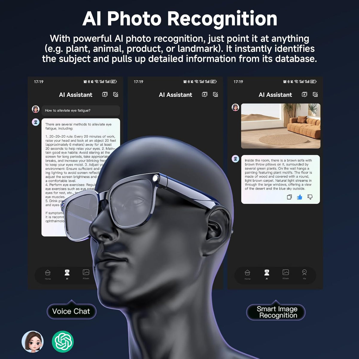 Aura Lens (Gen 1) Smart AI Glasses 12MP Camera, Video Recording, Open-Ear Audio