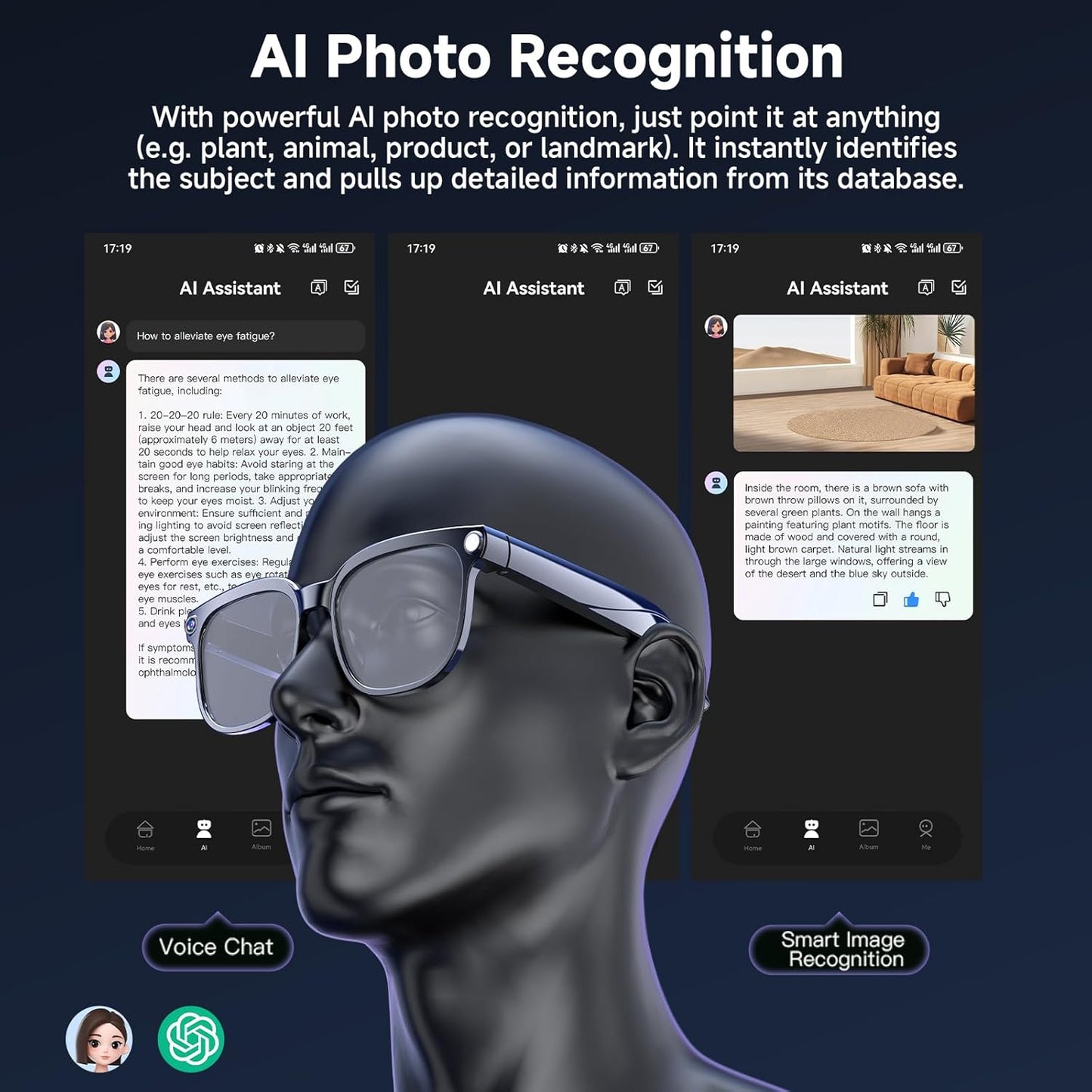 Aura Lens (Gen 1) Smart AI Glasses 12MP Camera, Video Recording, Open-Ear Audio
