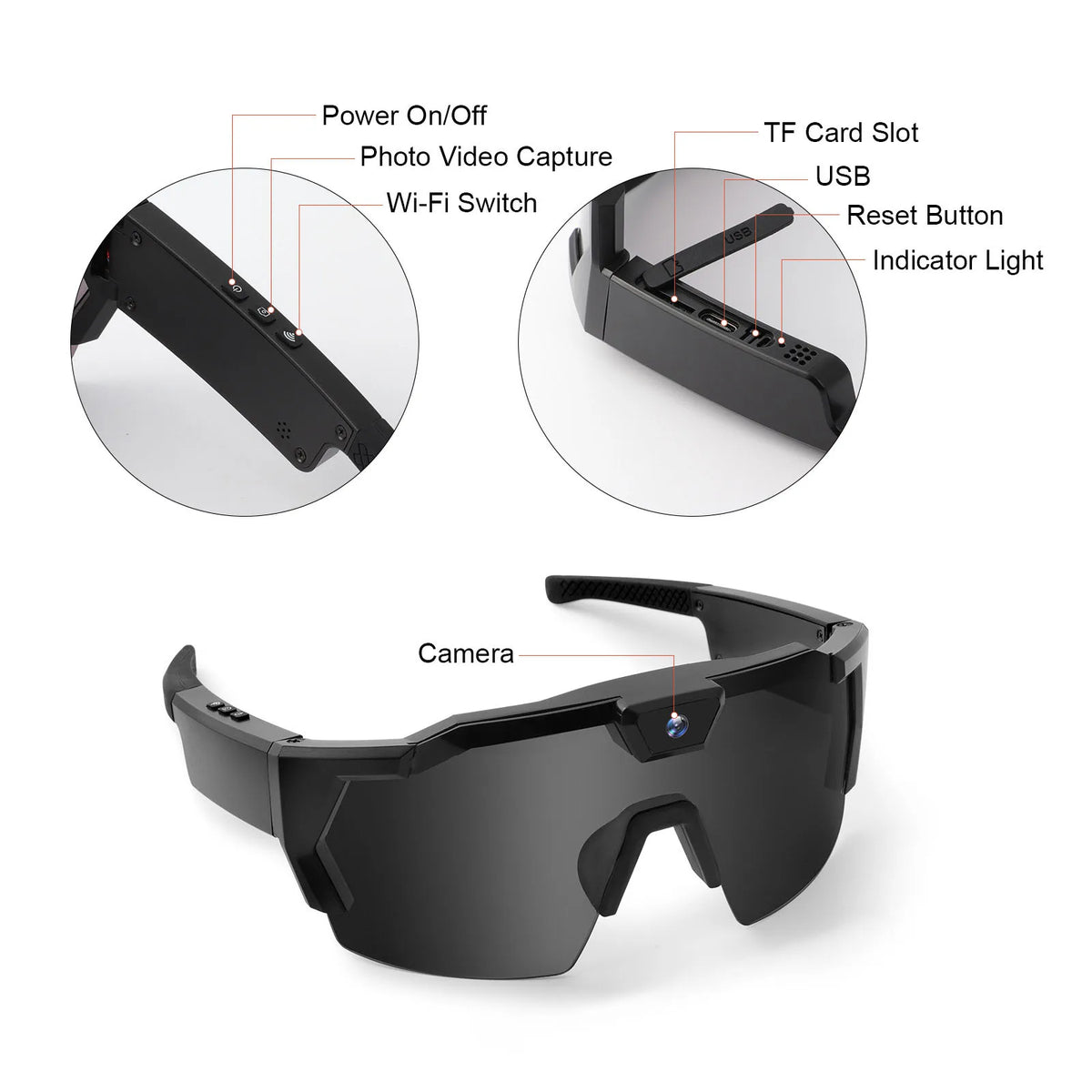 AI Smart Sport Glasses with 4K Camera & Real-Time AI Translation