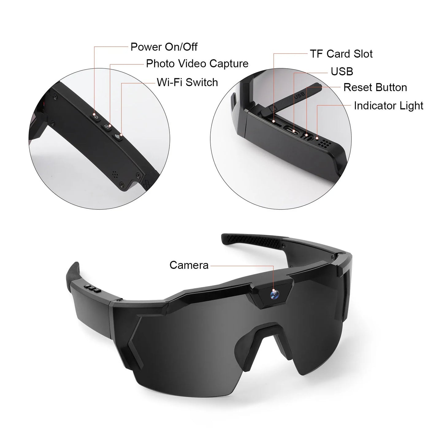 AI Smart Sport Glasses with 4K Camera & Real-Time AI Translation